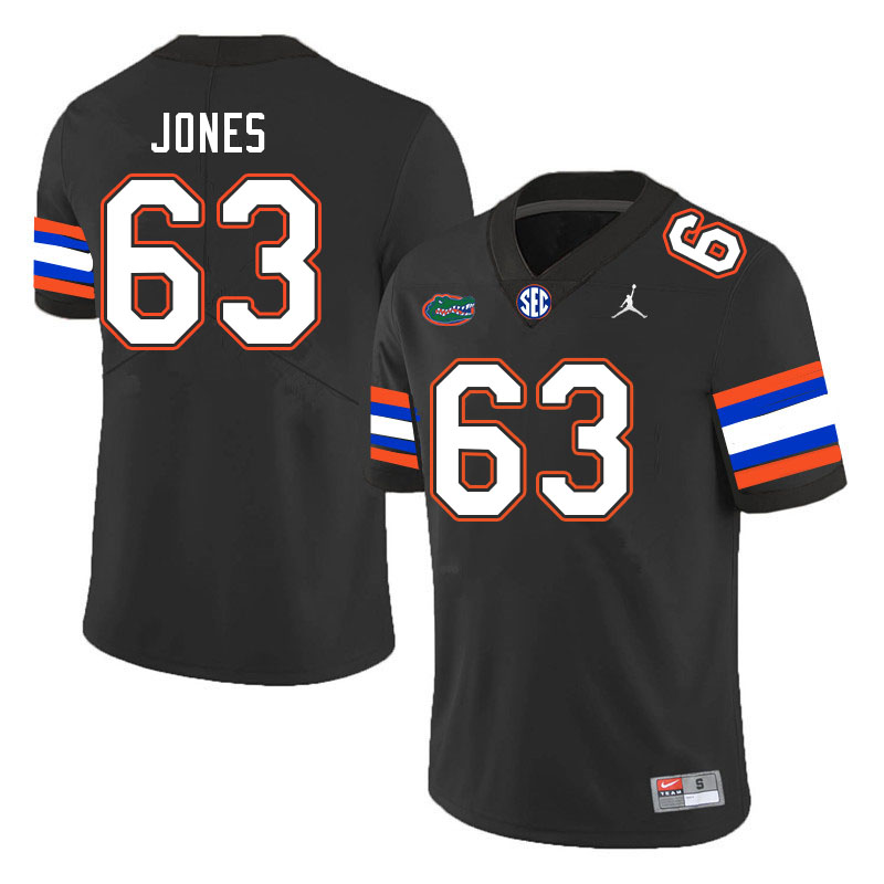 Men #63 Caden Jones Florida Gators College Football Jerseys Stitched Sale-Black